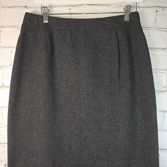 GOODCLOTHES CHARCOL GRAY LONG PENCIL SKIRT FRAYED  EDGES  WOOL BLEND WOMENS 10 - Picture 3 of 7